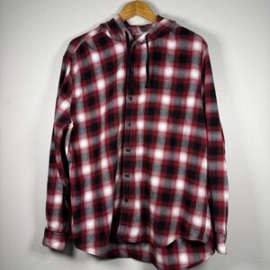 American Eagle Outfitters‎ Red and Black Plaid Hoodie Shirt